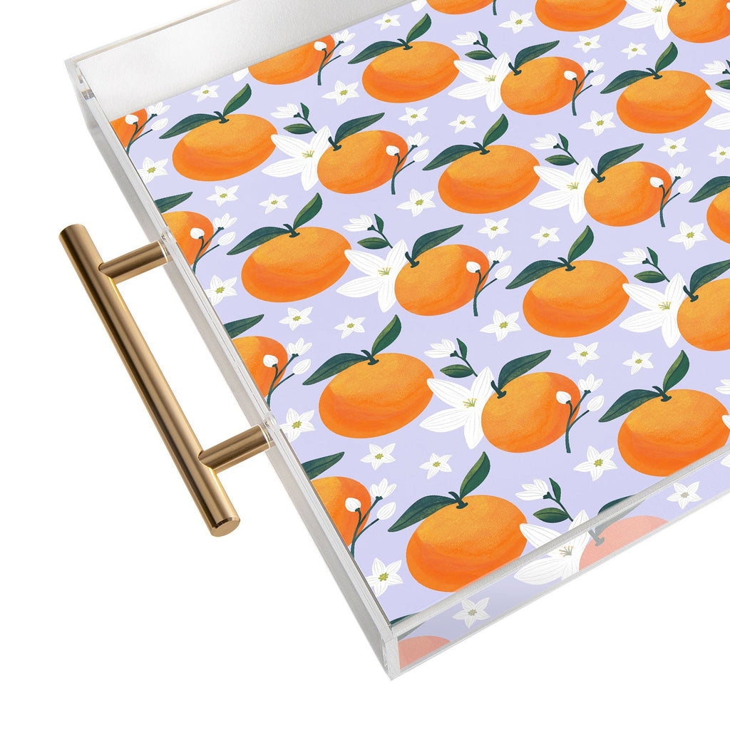 Design by Spark Orange Florals Acrylic Tray