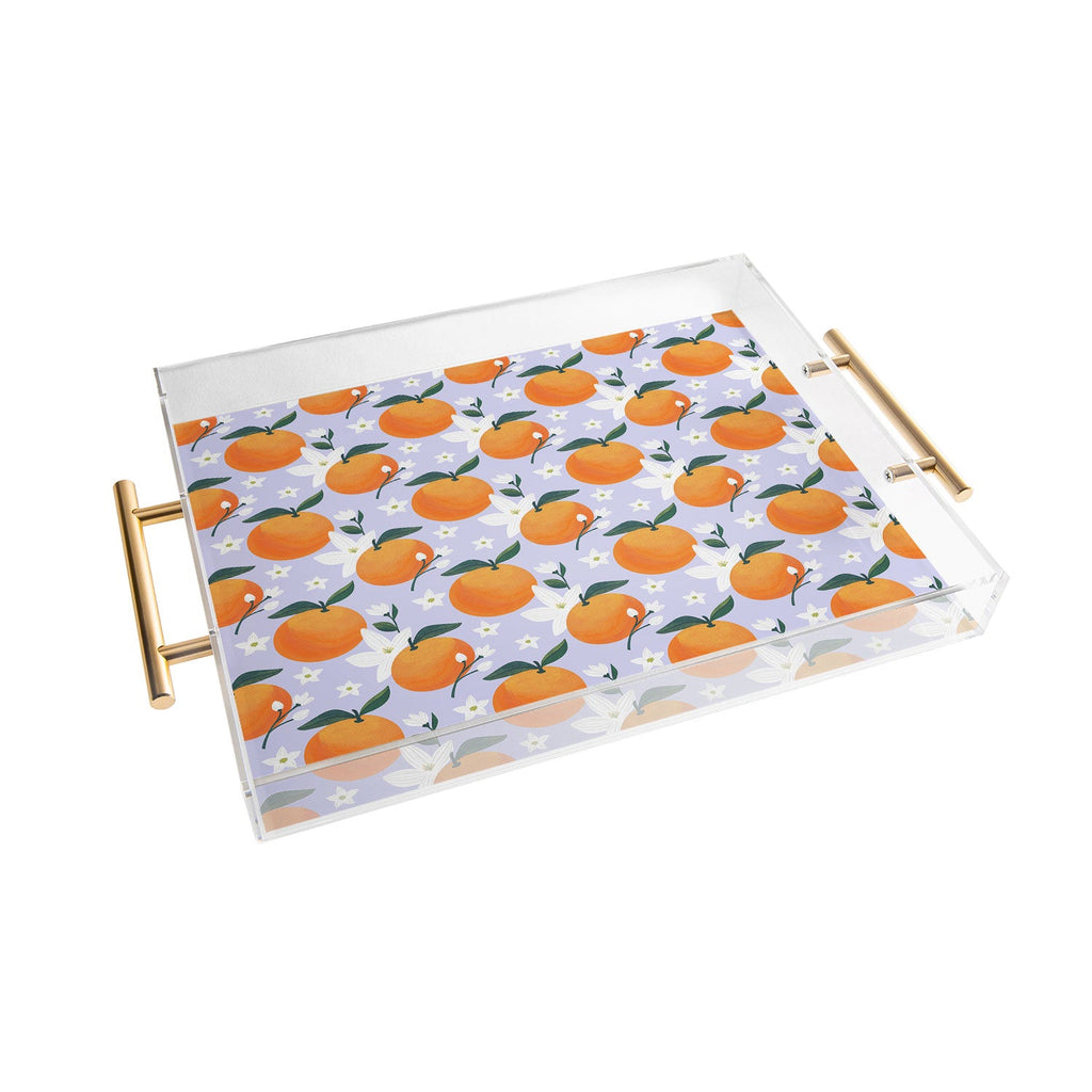 Design by Spark Orange Florals Acrylic Tray