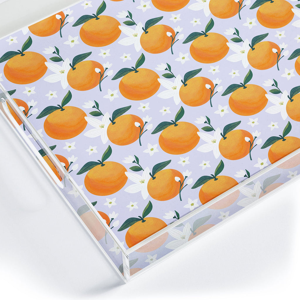 Design by Spark Orange Florals Acrylic Tray