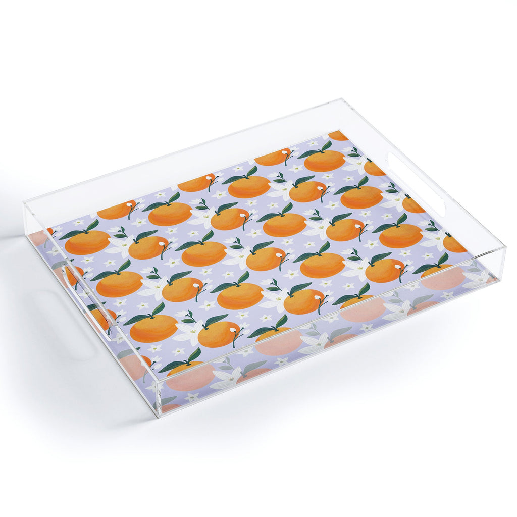 Design by Spark Orange Florals Acrylic Tray