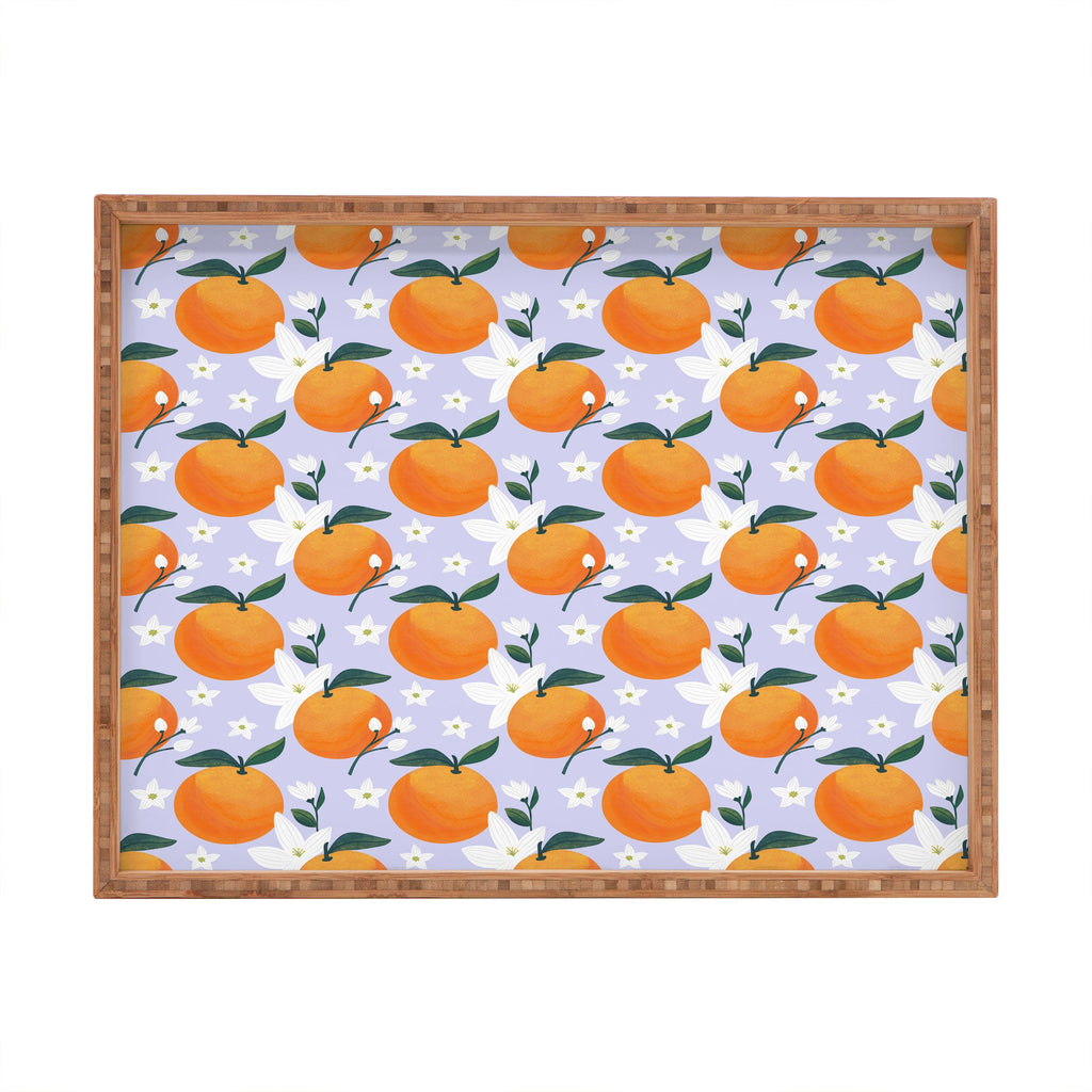 Design by Spark Orange Florals Rectangular Tray