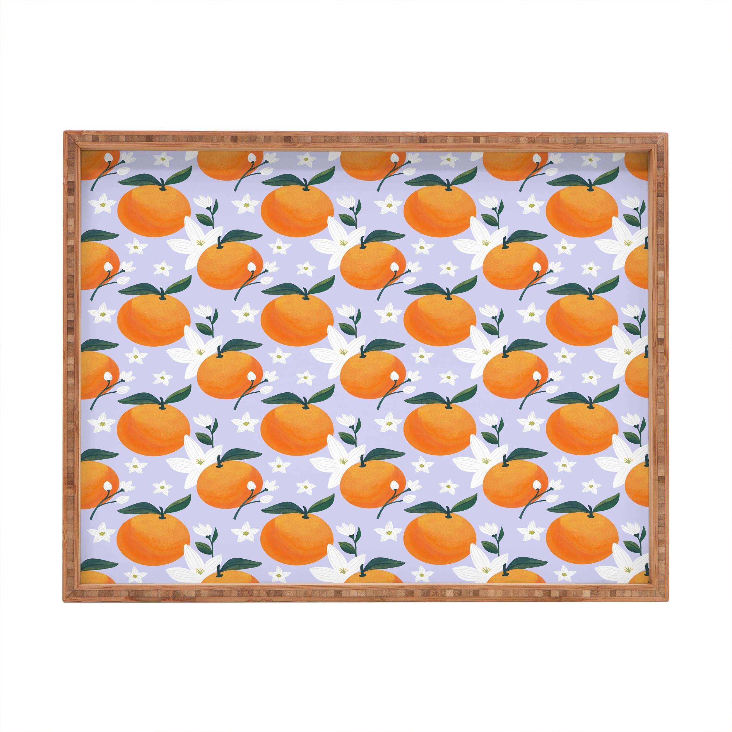 Design by Spark Orange Florals Rectangular Tray