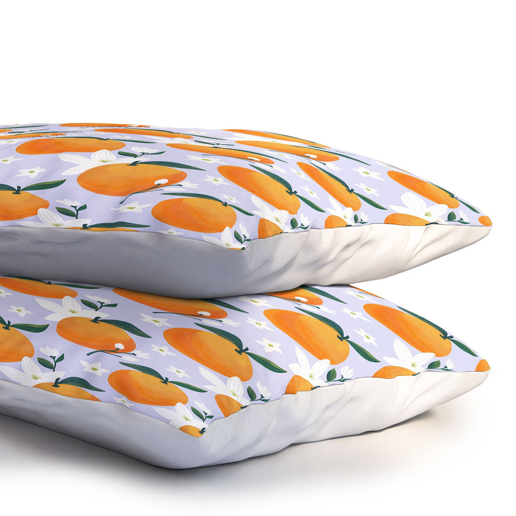 Design by Spark Orange Florals Pillow Shams