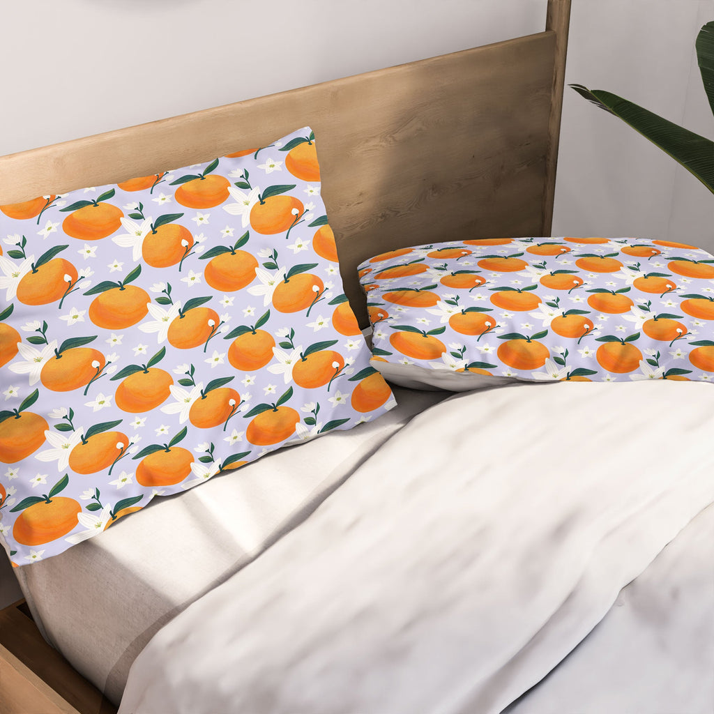 Design by Spark Orange Florals Pillow Shams