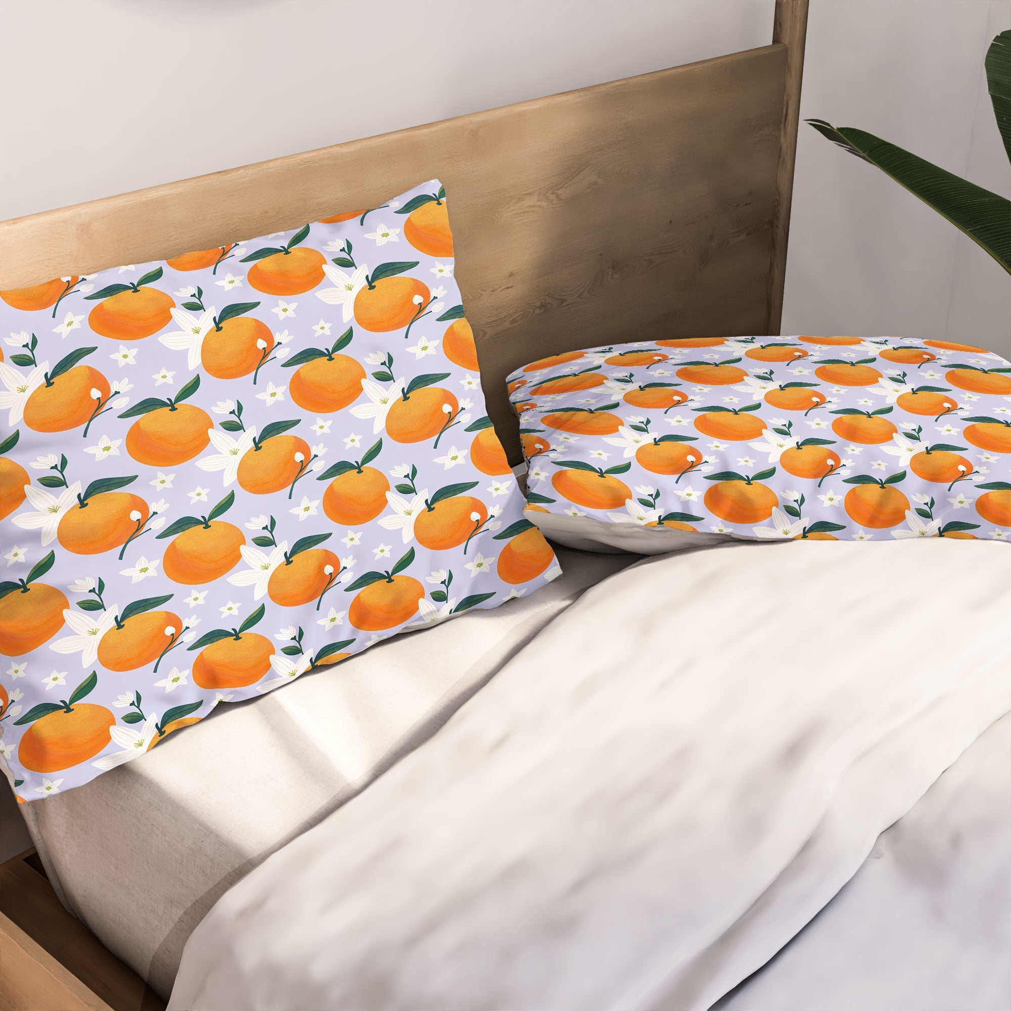 Design by Spark Orange Florals Pillow Shams
