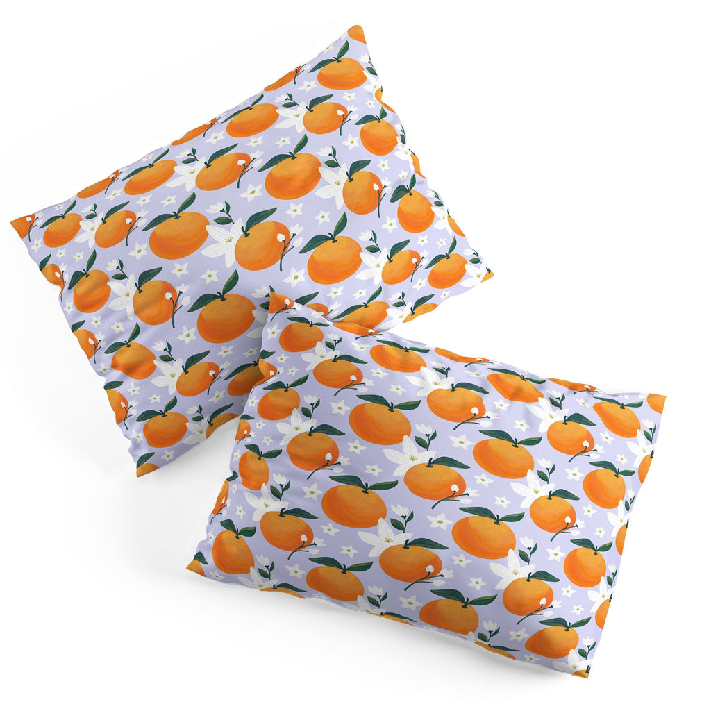 Design by Spark Orange Florals Pillow Shams