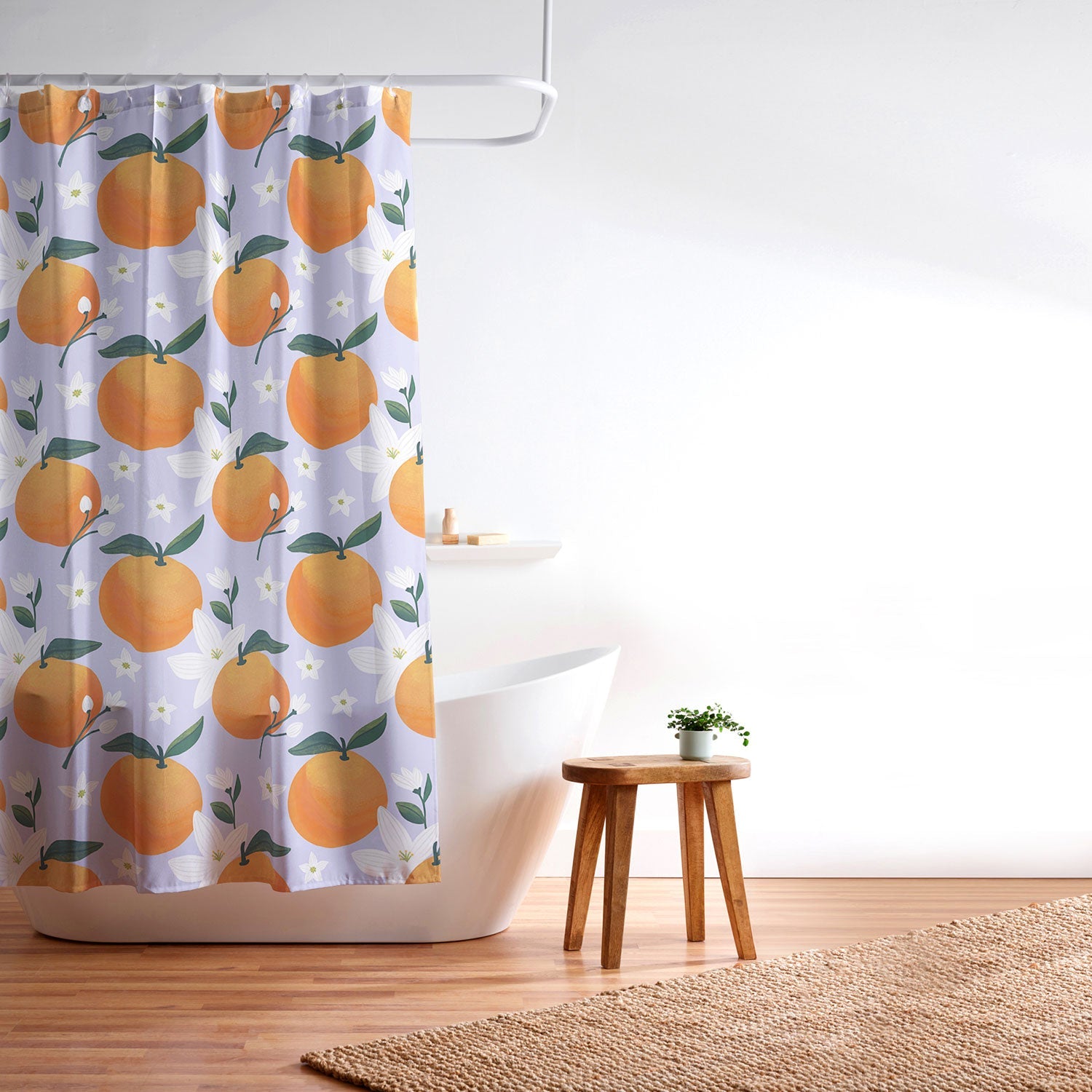 Design by Spark Orange Florals Shower Curtain