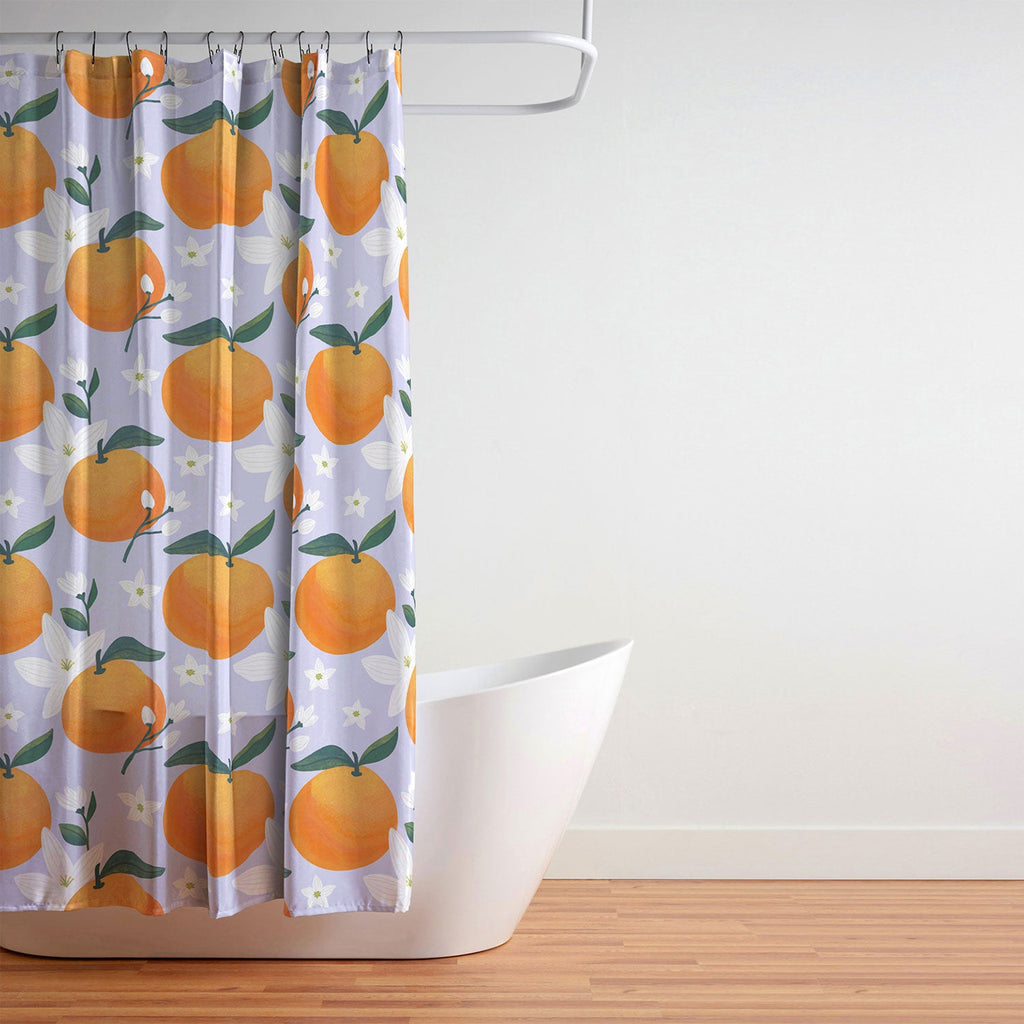 Design by Spark Orange Florals Shower Curtain