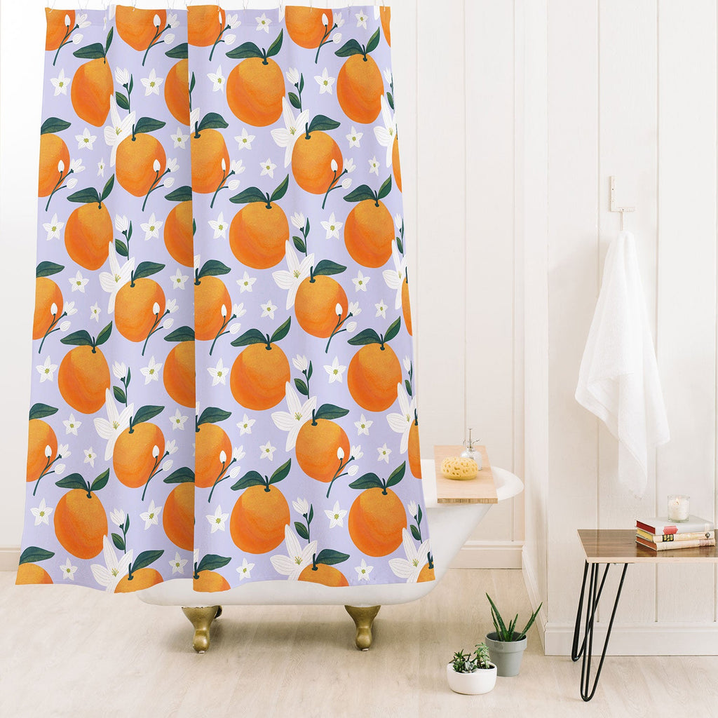 Design by Spark Orange Florals Shower Curtain