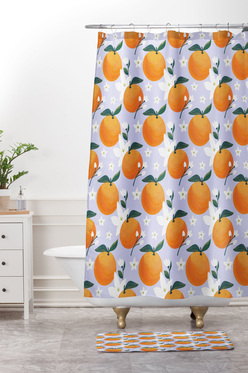 Design by Spark Orange Florals Memory Foam Bath Mat