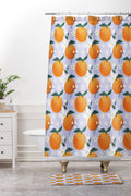 Design by Spark Orange Florals Shower Curtain And Mat