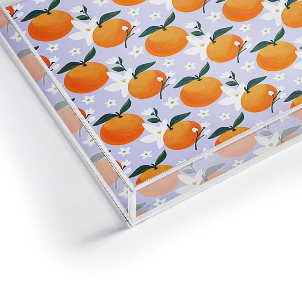 Design by Spark Orange Florals Acrylic Tray