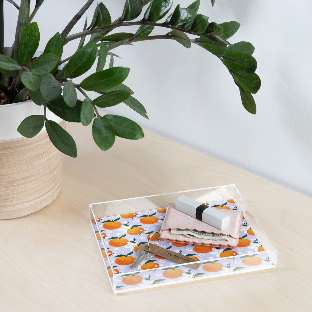 Design by Spark Orange Florals Acrylic Tray