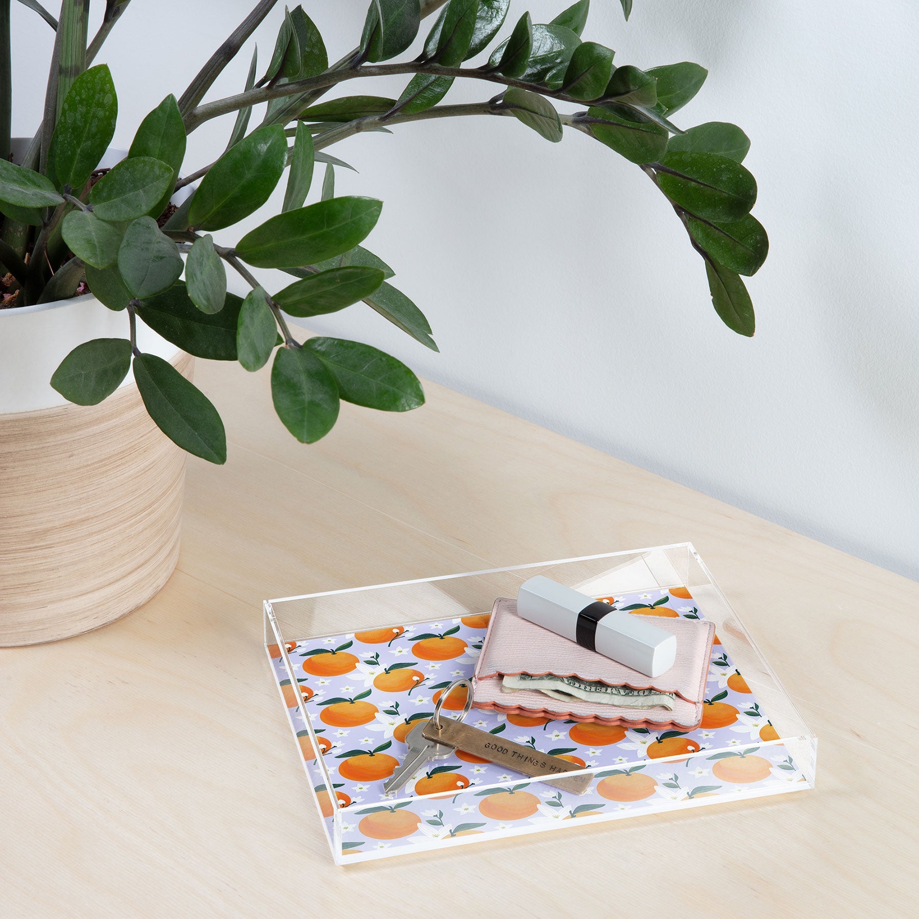 Design by Spark Orange Florals Acrylic Tray
