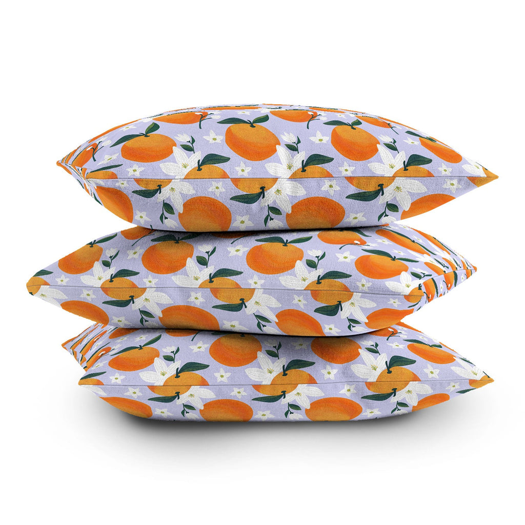 Design by Spark Orange Florals Throw Pillow