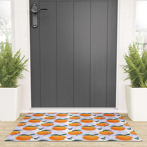 Design by Spark Orange Florals Welcome Mat