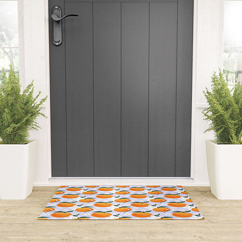 Design by Spark Orange Florals Welcome Mat