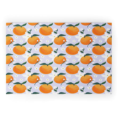 Design by Spark Orange Florals Welcome Mat