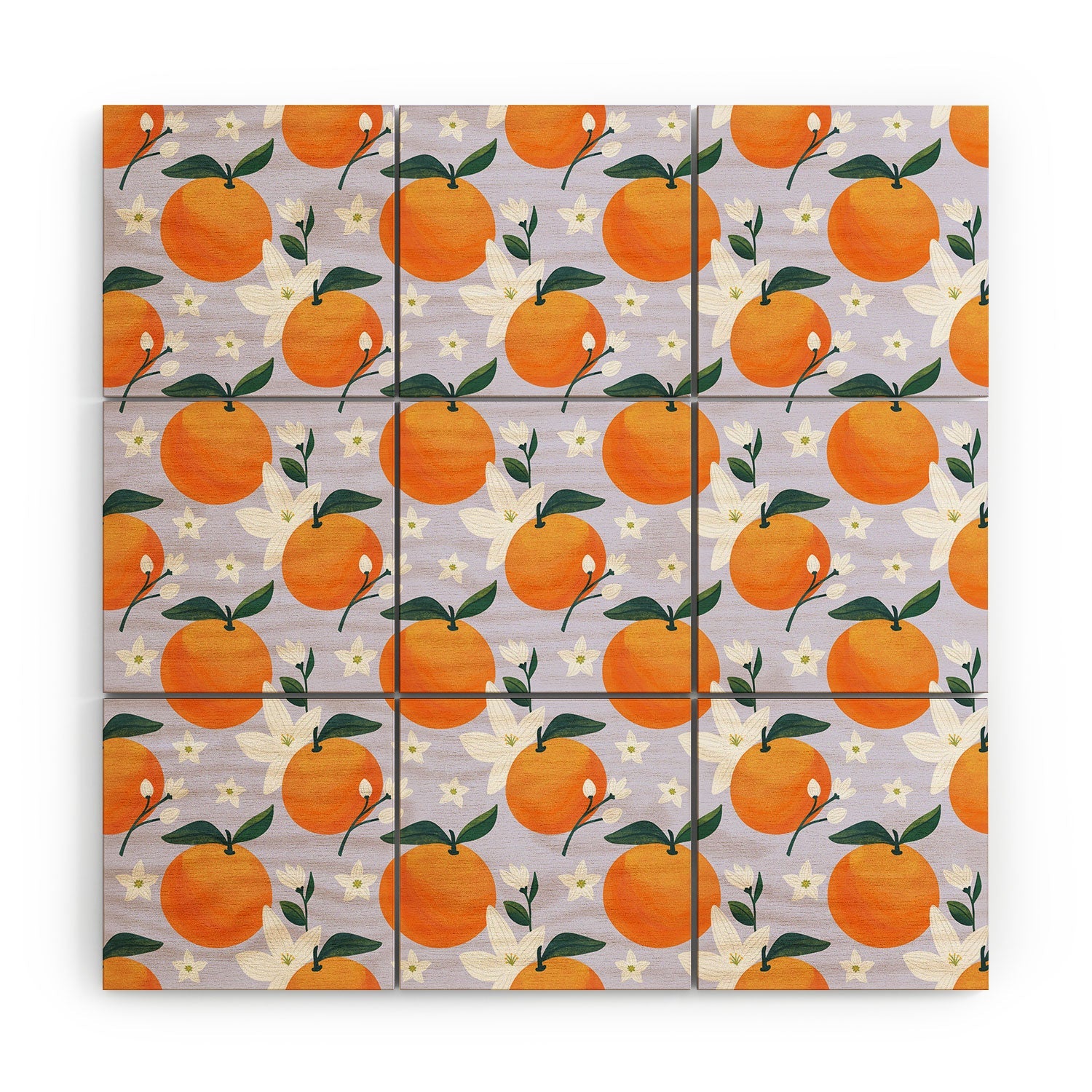 Design by Spark Orange Florals Wood Wall Mural