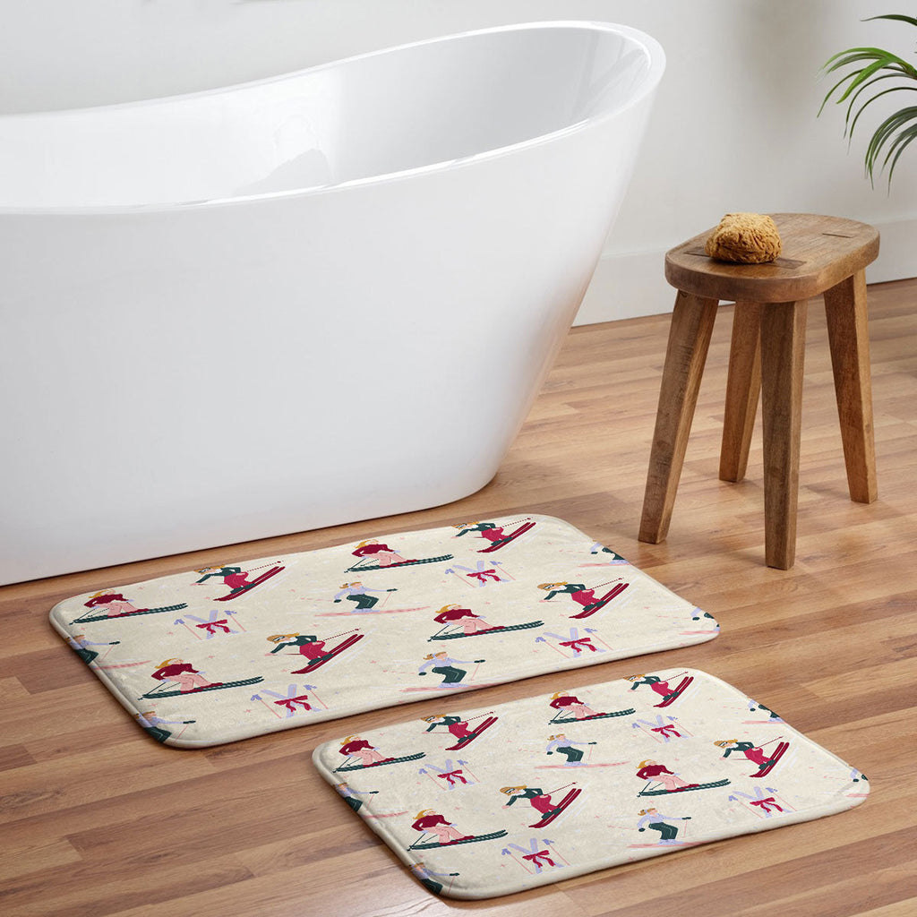 Design by Spark Retro Ski Girls Memory Foam Bath Mat