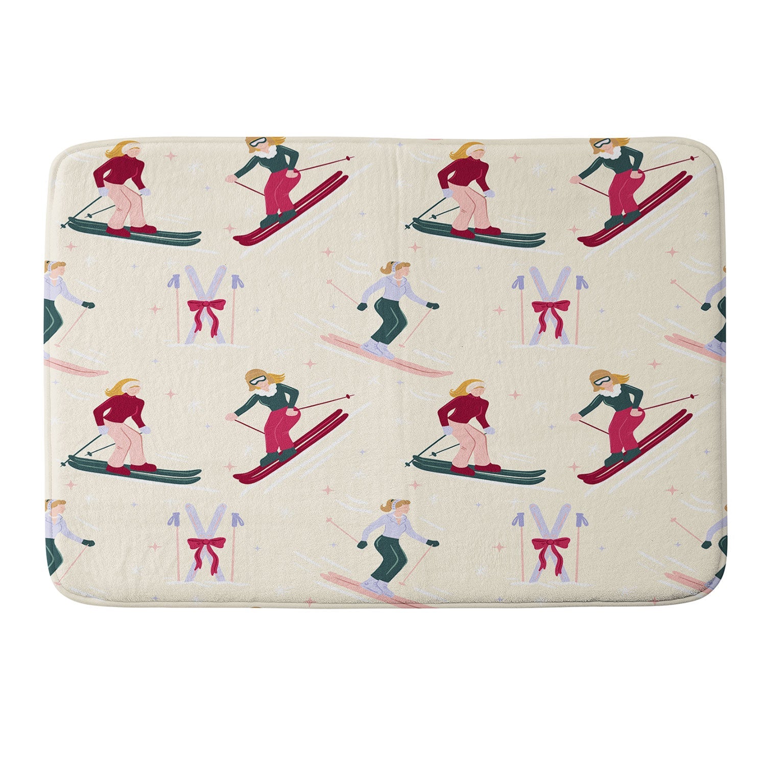 Design by Spark Retro Ski Girls Memory Foam Bath Mat