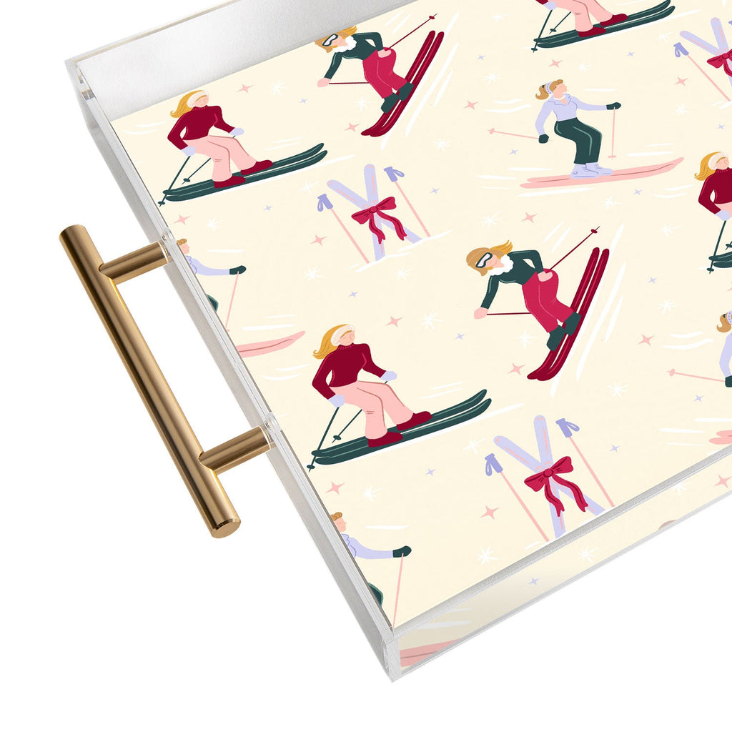 Design by Spark Retro Ski Girls Acrylic Tray