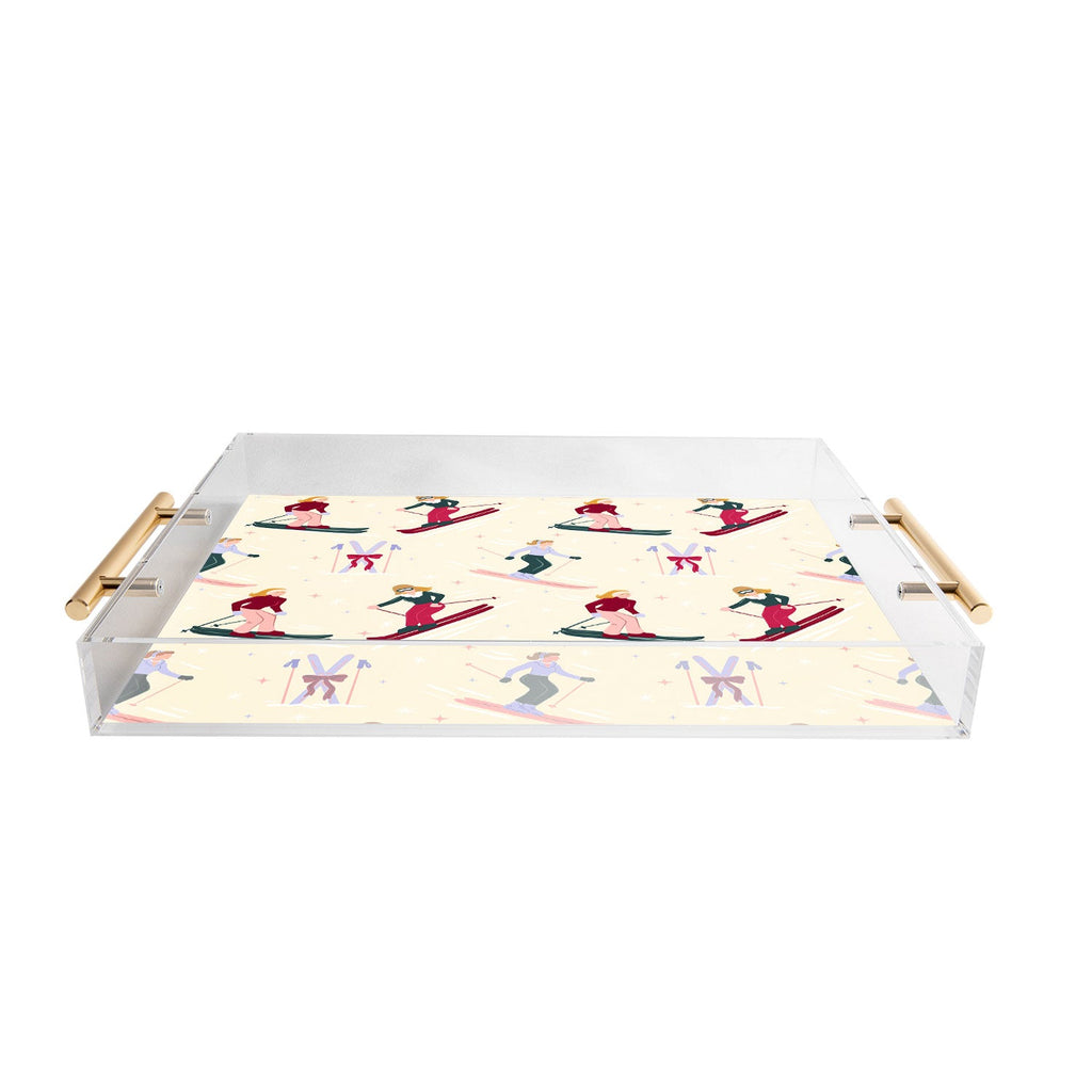 Design by Spark Retro Ski Girls Acrylic Tray