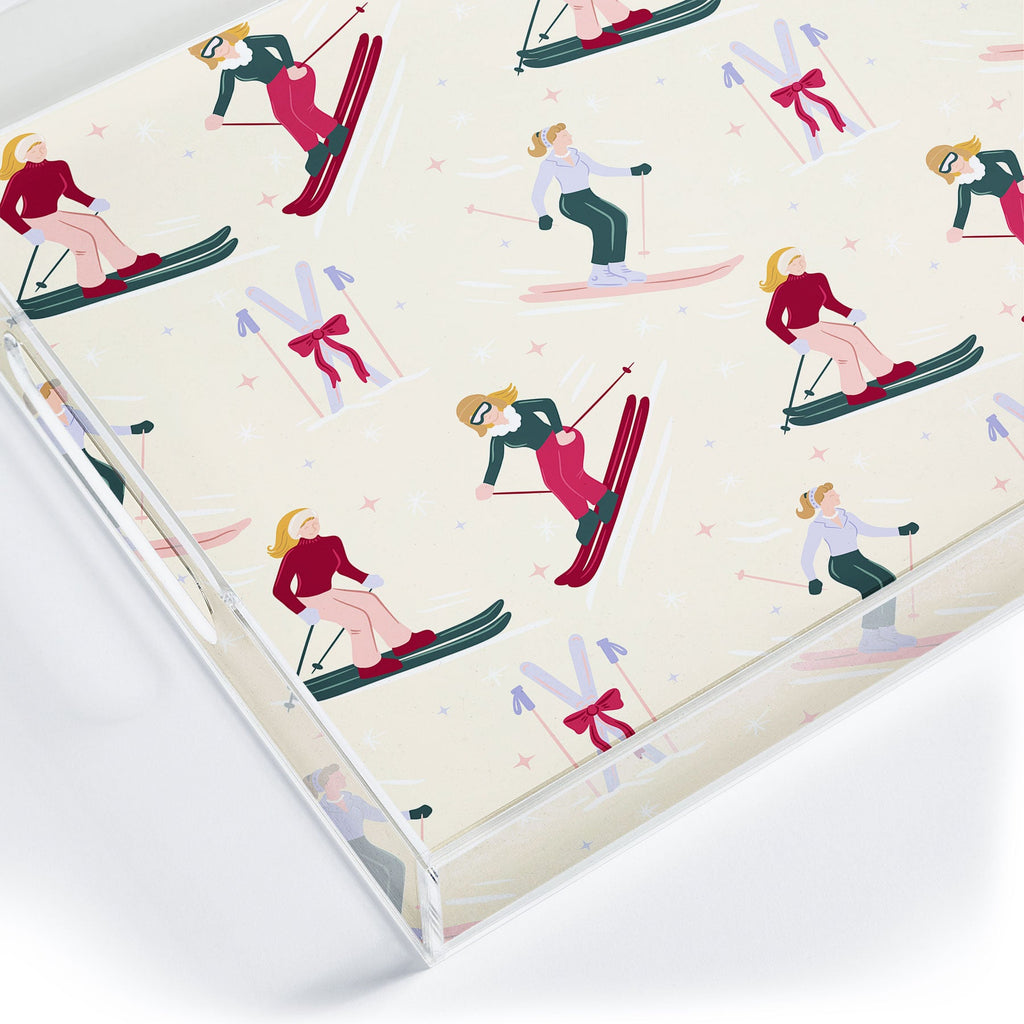 Design by Spark Retro Ski Girls Acrylic Tray