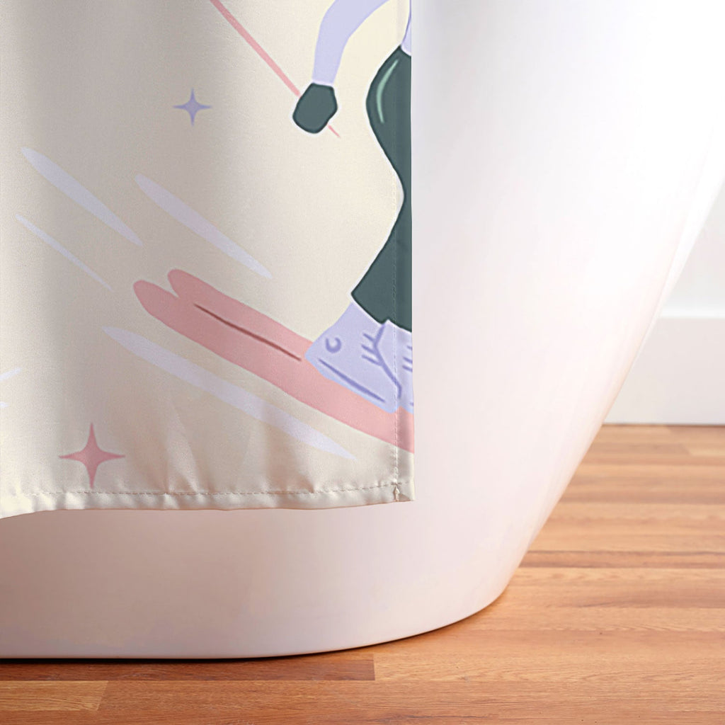 Design by Spark Retro Ski Girls Shower Curtain