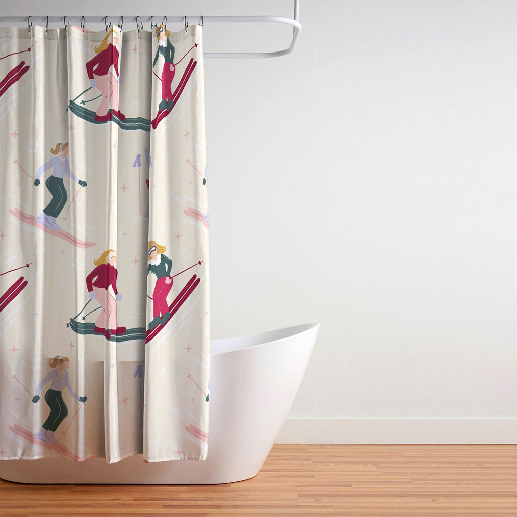 Design by Spark Retro Ski Girls Shower Curtain