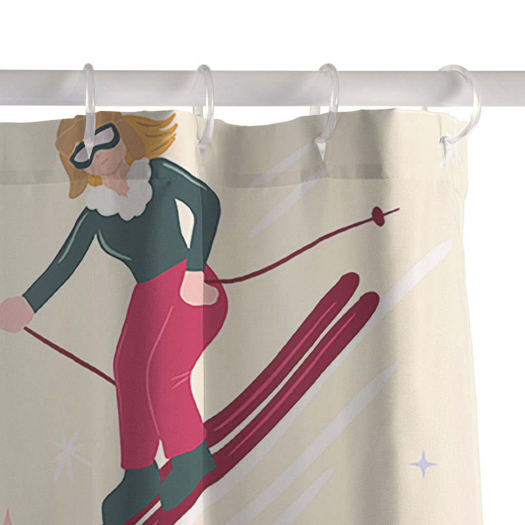 Design by Spark Retro Ski Girls Shower Curtain