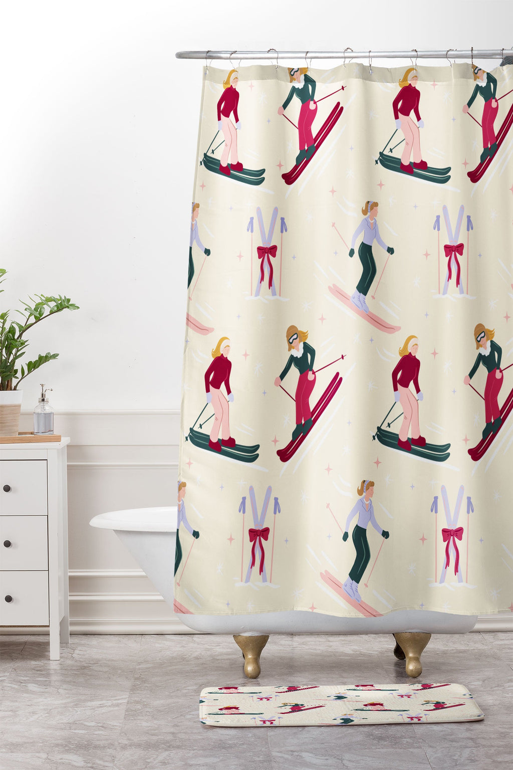 Design by Spark Retro Ski Girls Memory Foam Bath Mat
