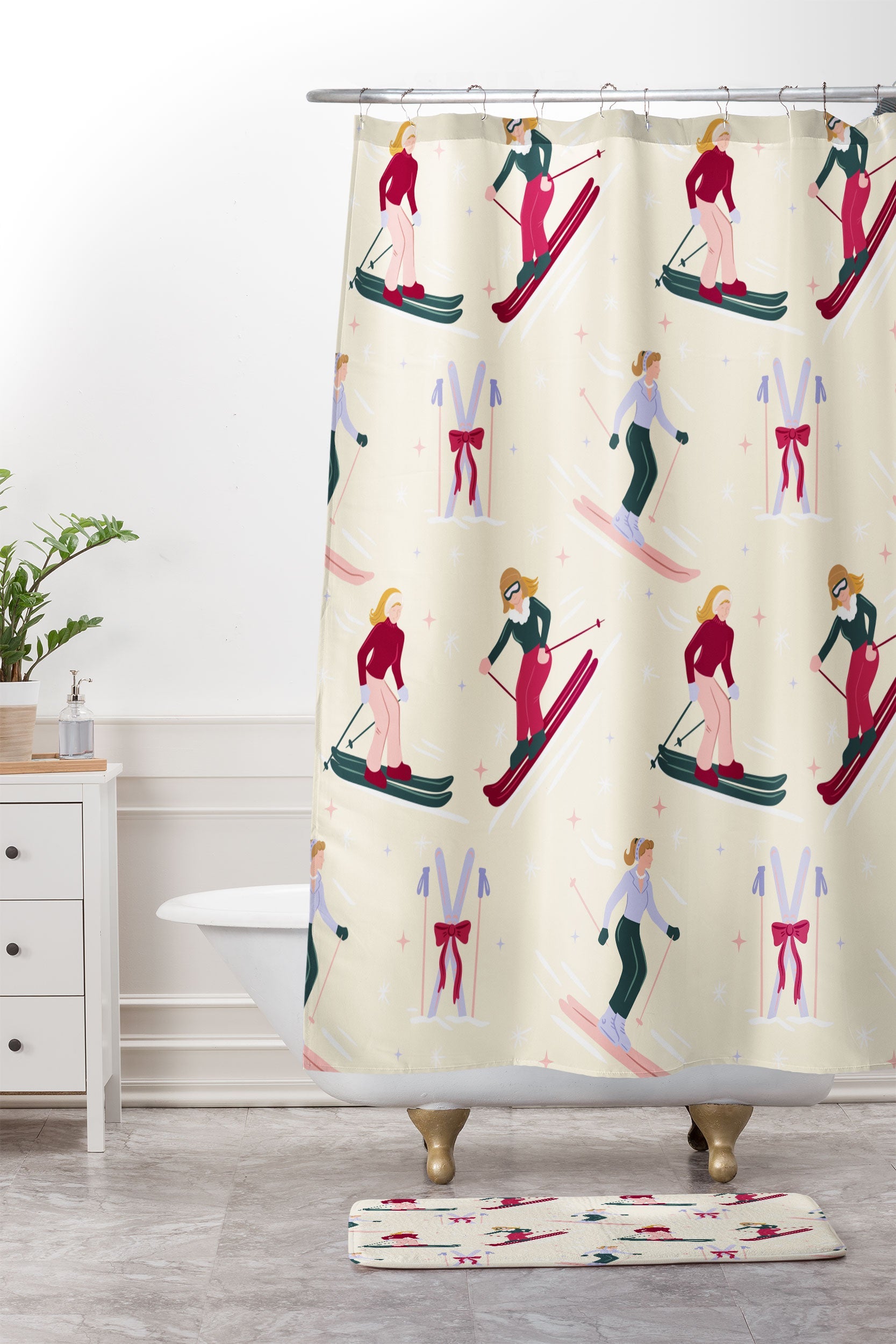 Design by Spark Retro Ski Girls Memory Foam Bath Mat
