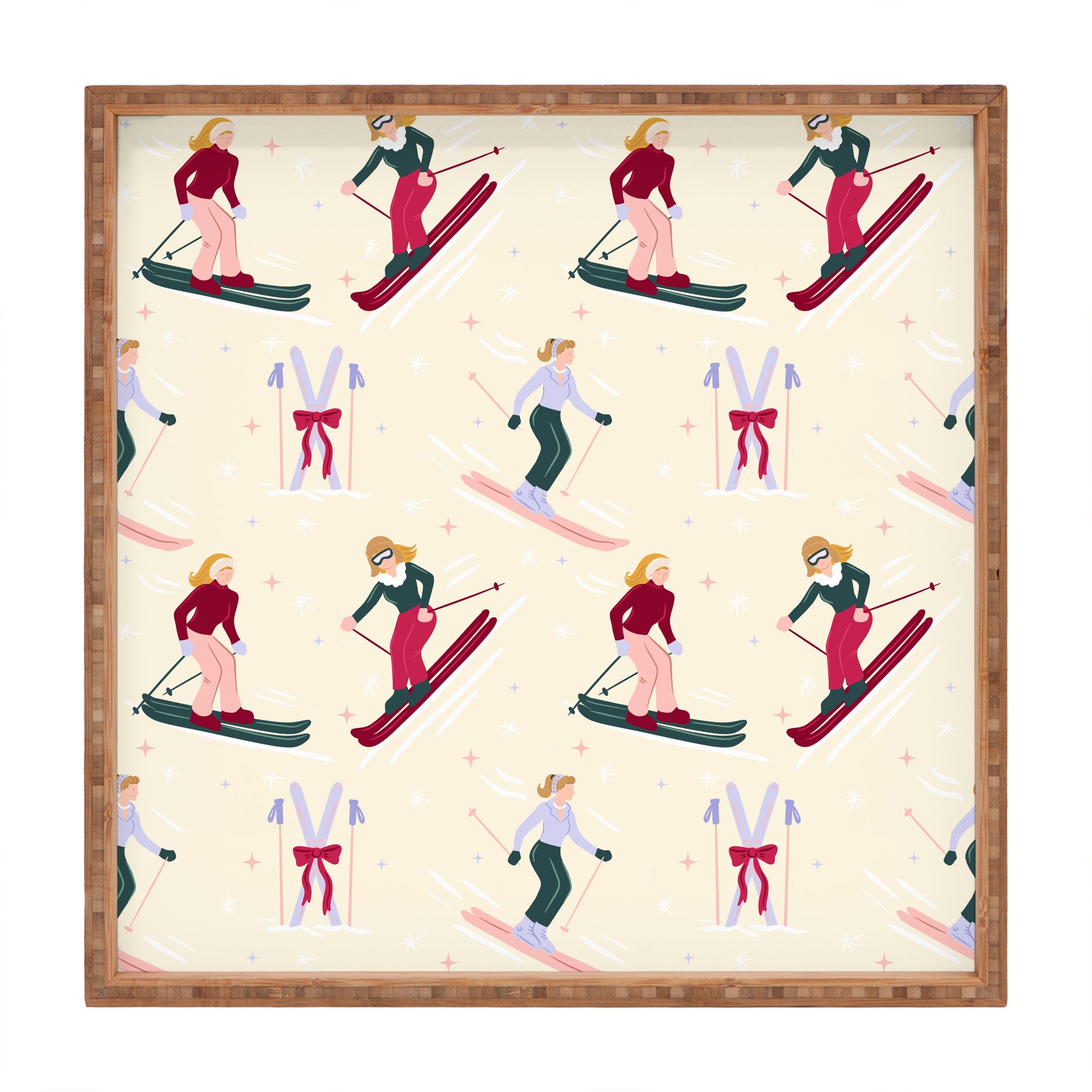 Design by Spark Retro Ski Girls Square Tray