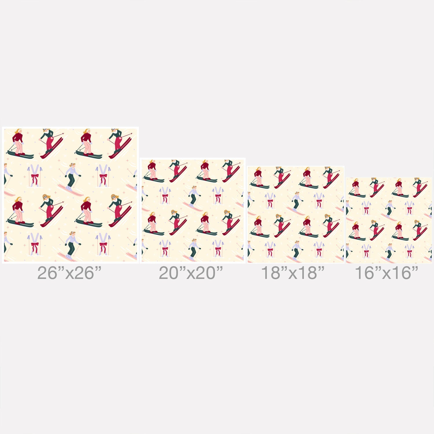 Design by Spark Retro Ski Girls Outdoor Throw Pillow