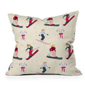 Design by Spark Retro Ski Girls Outdoor Throw Pillow