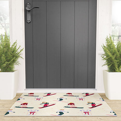 Design by Spark Retro Ski Girls Welcome Mat