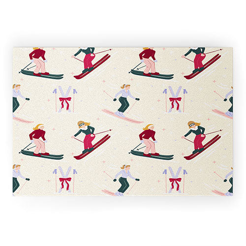 Design by Spark Retro Ski Girls Welcome Mat