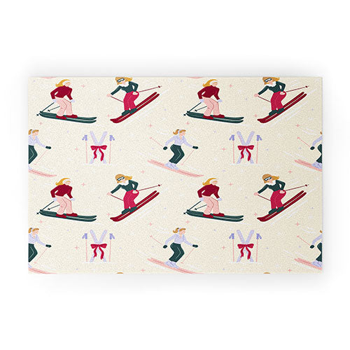 Design by Spark Retro Ski Girls Welcome Mat