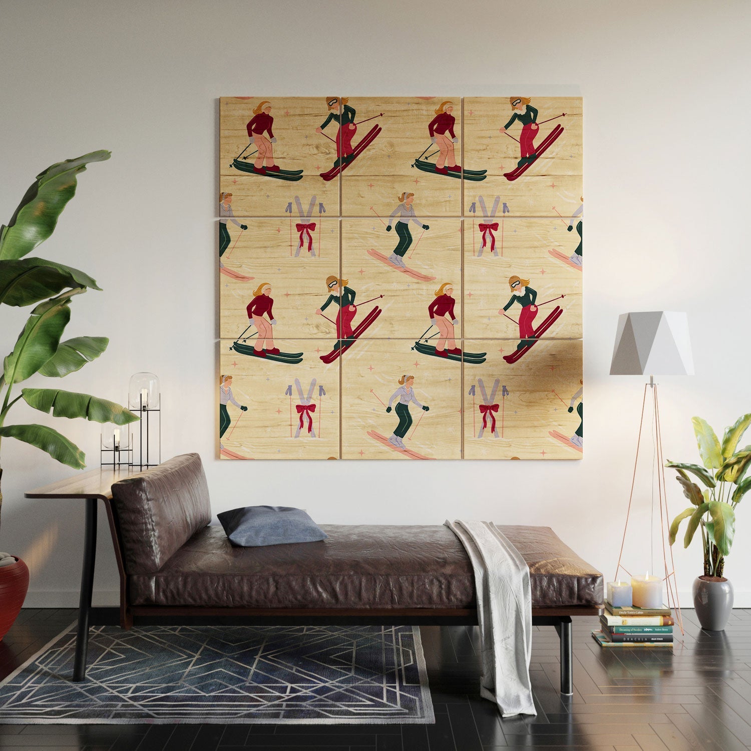 Design by Spark Retro Ski Girls Wood Wall Mural