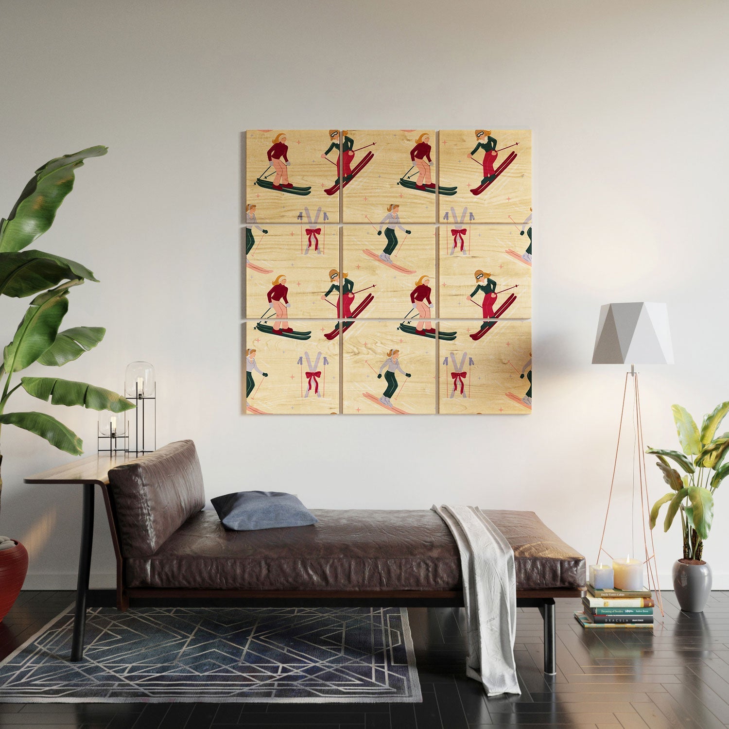 Design by Spark Retro Ski Girls Wood Wall Mural