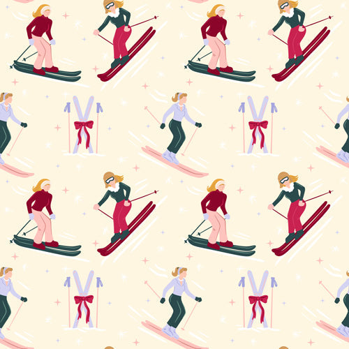 Design by Spark Retro Ski Girls Shower Curtain