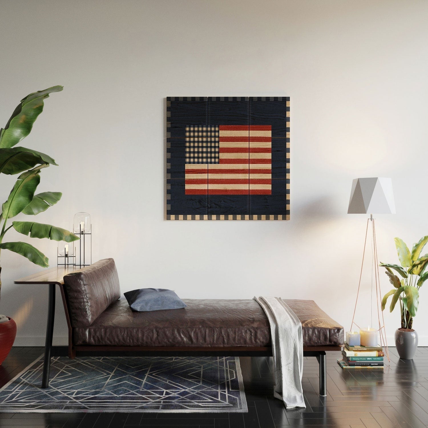 DENY Designs Gingham Flag Wood Wall Mural