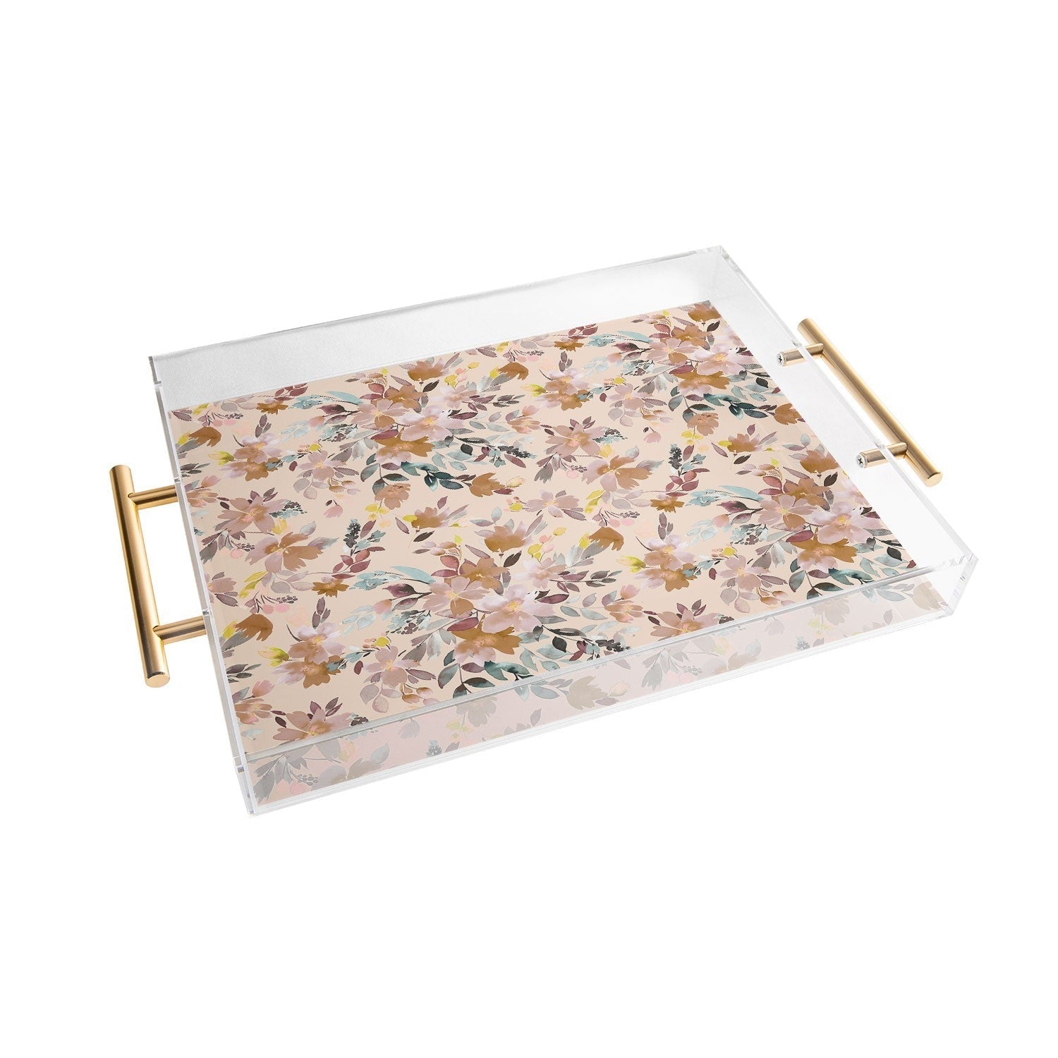 Ninola Design Botanic Retreat Floral Oleander Whimsical Soft Pink Acrylic Tray
