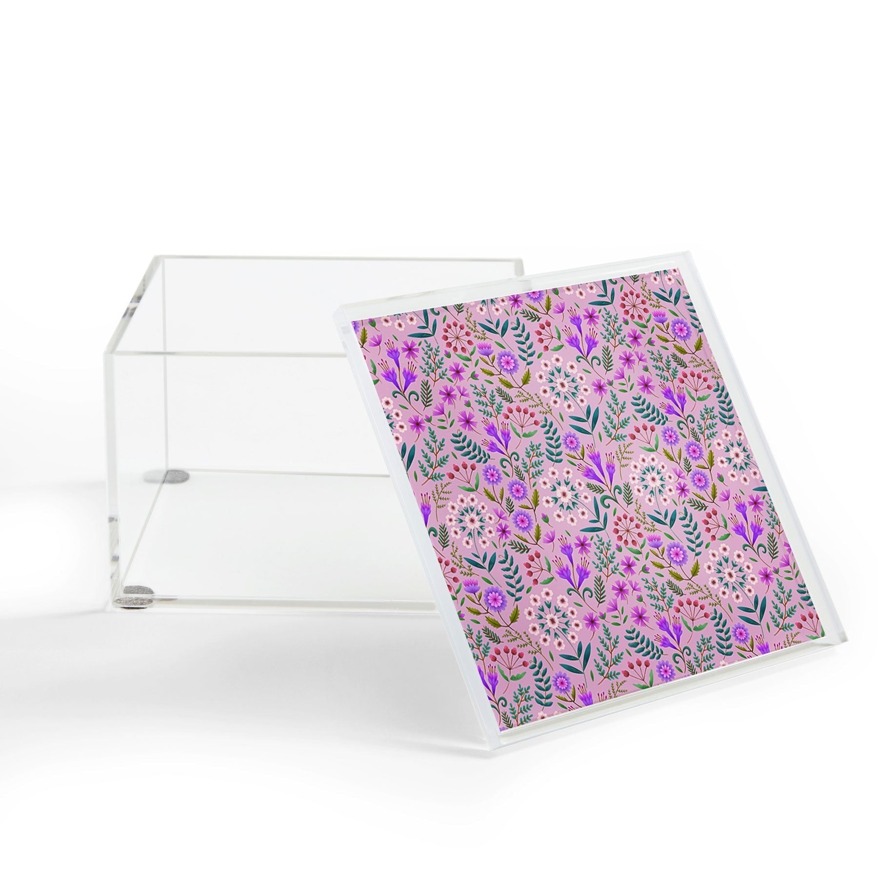 Pimlada Phuapradit Ditsy Purple Floral Half Drop Acrylic Box