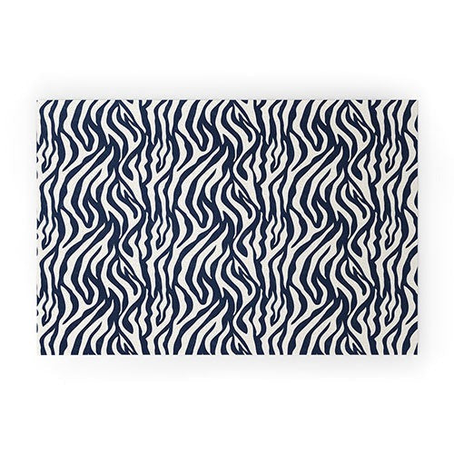 Avenie BR Navy Tiger Stripes Welcome Mat