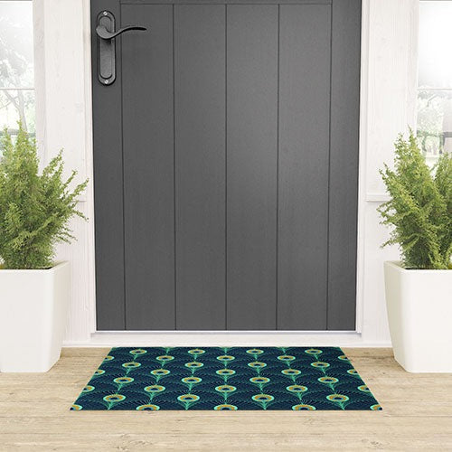 Design by Spark Peacock Deco Feathers Welcome Mat