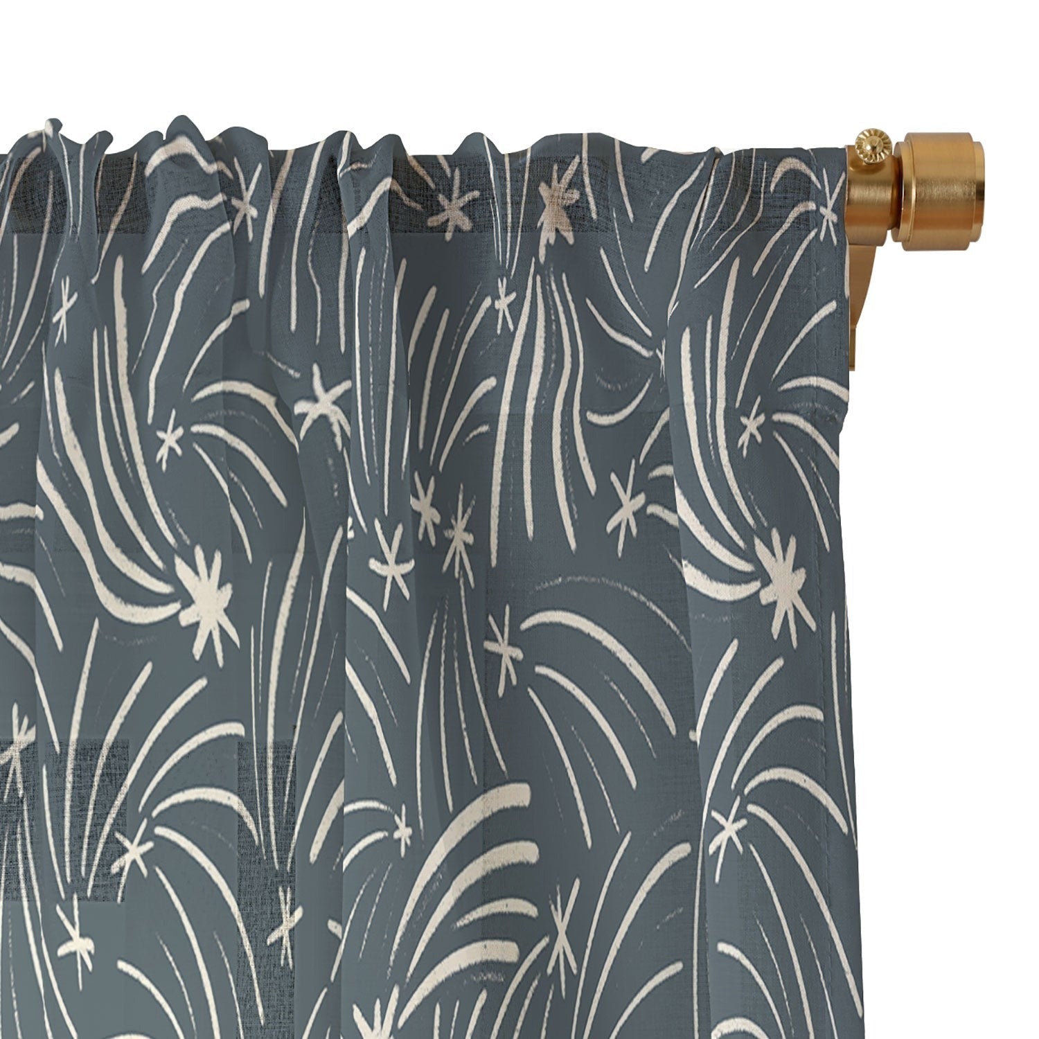 Little Om Pattern Shooting Stars blue Sheer Window Curtain