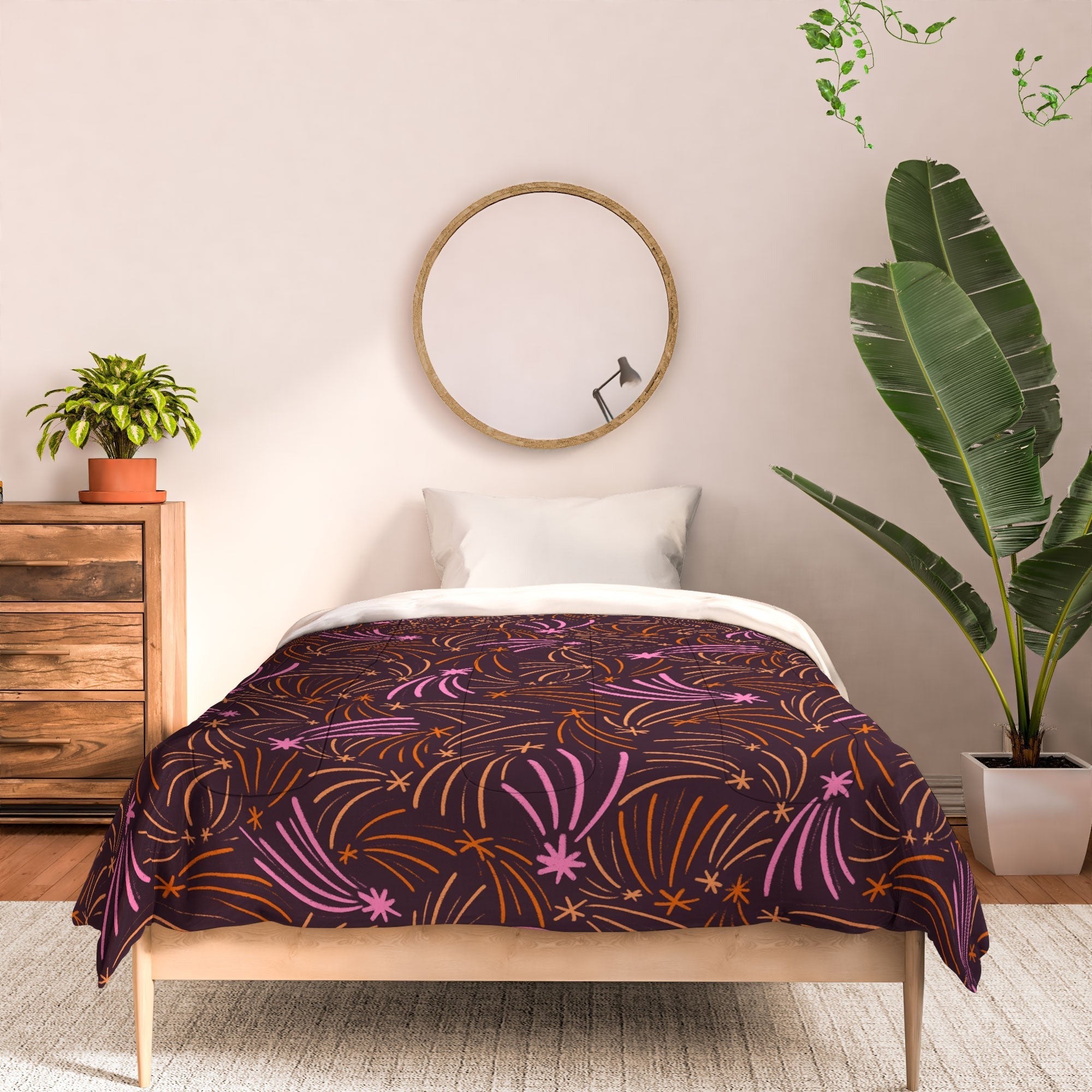 Little Om Pattern Shooting Stars plum Comforter