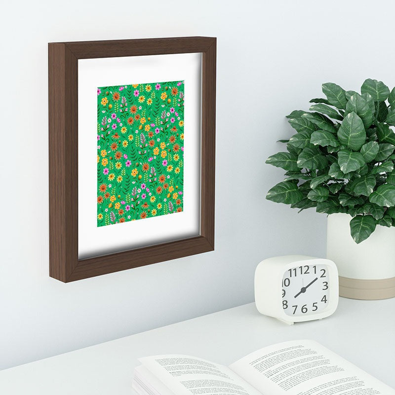 Pimlada Phuapradit Ditsy Spring Floral Green Recessed Framing Rectangle